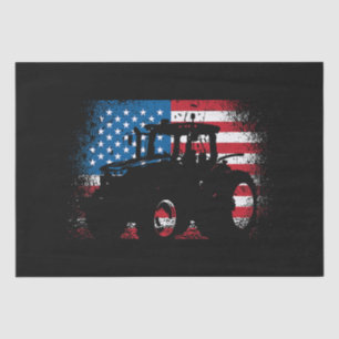 Tractor USA Flag design for Patriotic Farmer Tissue Paper