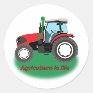 Tractor used in agricultural fields classic round sticker