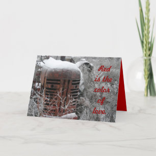 Tractor Valentine Card: Red is the color of love. Holiday Card