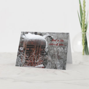 Tractor Valentine Card: Red is the colour of Holiday Card