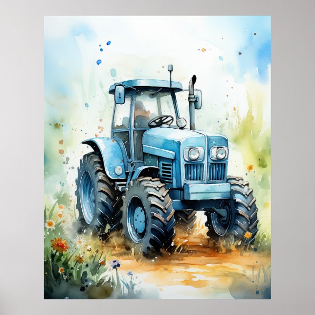 TRACTOR-Watercolor image Poster (Front)