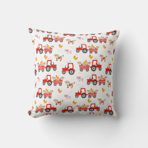 Tractor With Farm Animals Throw Pillow