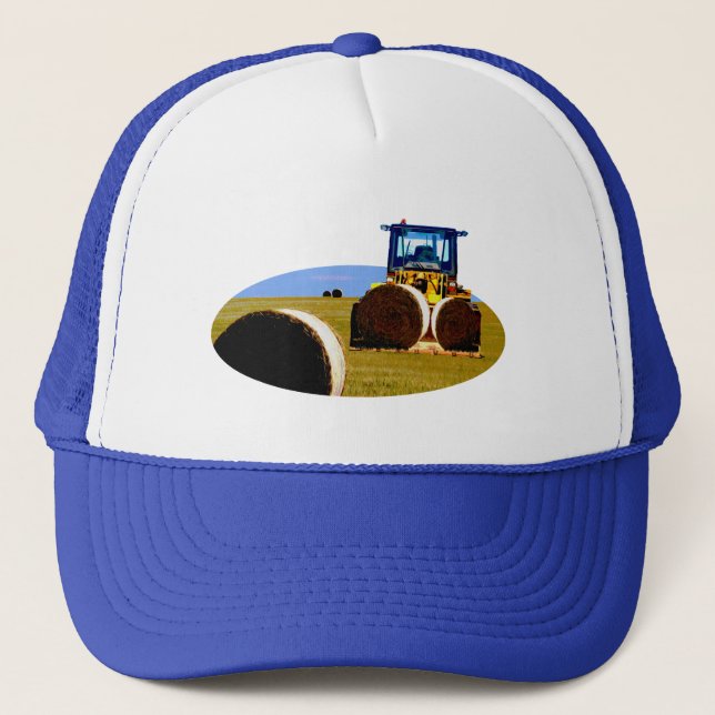 Tractor With Hay Bales Oil Paint,  Trucker Hat (Front)