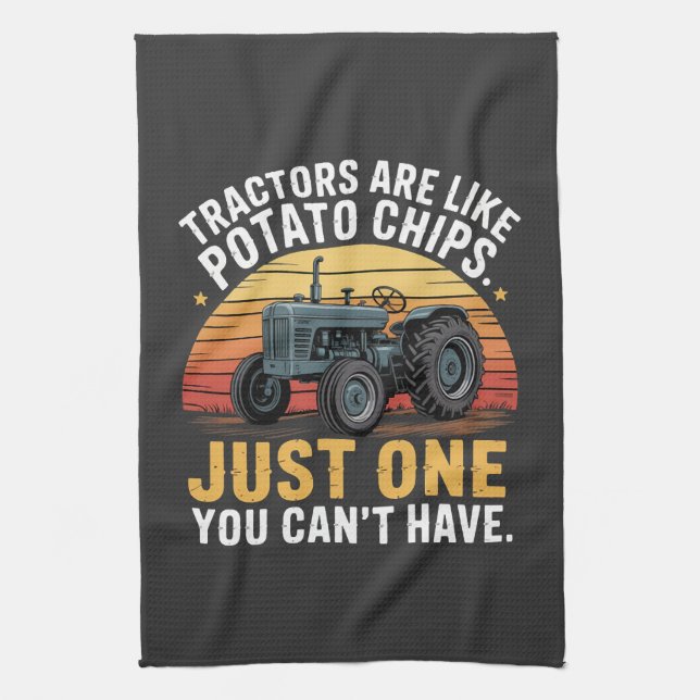Tractors Are Like Potato Chips Kitchen Towel (Vertical)