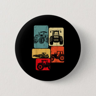 Tractors Farm Kids Boys 2 Inch Round Button