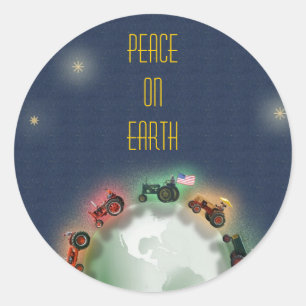 Tractors on Earth Christmas Card Envelope Seal