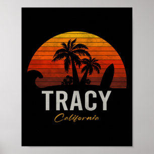 Tracy California Retro Surfer Vintage Beach  Poster