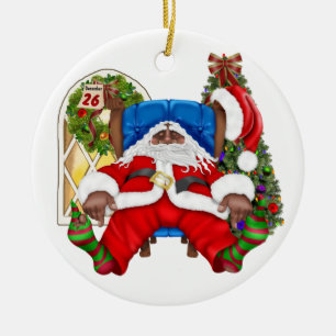 Tracy's Tired Santa Ceramic Ornament
