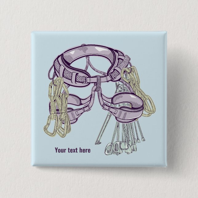 Trad climbing harness and equipment 2 inch square button (Front)