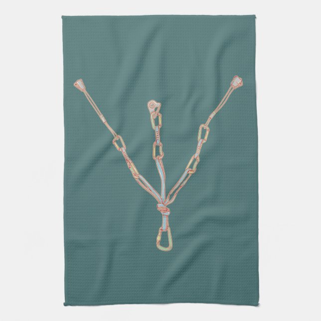 Trad rock climbing belay kitchen towel (Vertical)