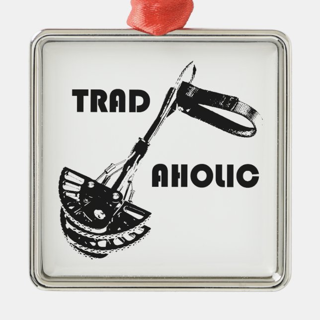 Tradaholic Rock Climber Metal Ornament (Front)