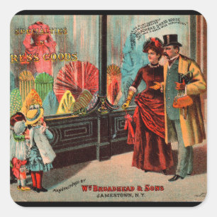 trade card William Broadhead & Sons dress goods Square Sticker