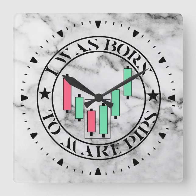 Trade Design | Bullish pattern | Marble Square Wall Clock (Front)