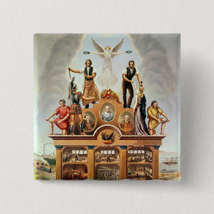 Trade Emblem of the Amalgamated Society 2 Inch Square Button