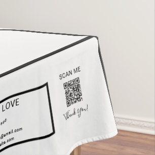 Trade Show Black White 52 x 70 QR Code Stripes Tablecloth