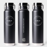 Trade show giveaway Business Logo QR code black Water Bottle<br><div class="desc">Make a statement with your business logo on a professional black water bottle. Increase web-traffic and customer engagement with the Custom QR code generator on the bottle, which can link directly to your website. Don't miss out on this unique promotional opportunity! Customize your water bottles today. Give these at a...</div>