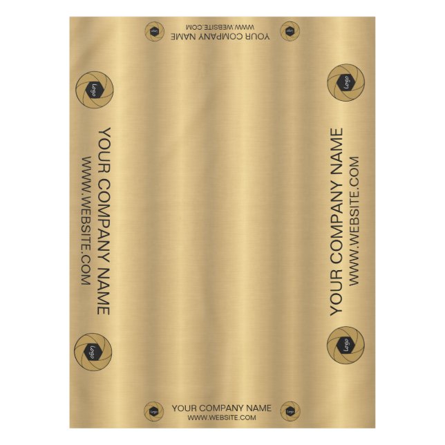Trade Show Tablecloth Custom Logo Gold and Black (Front)