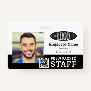 Trade Staff Photo ID QR Code Black White Badge