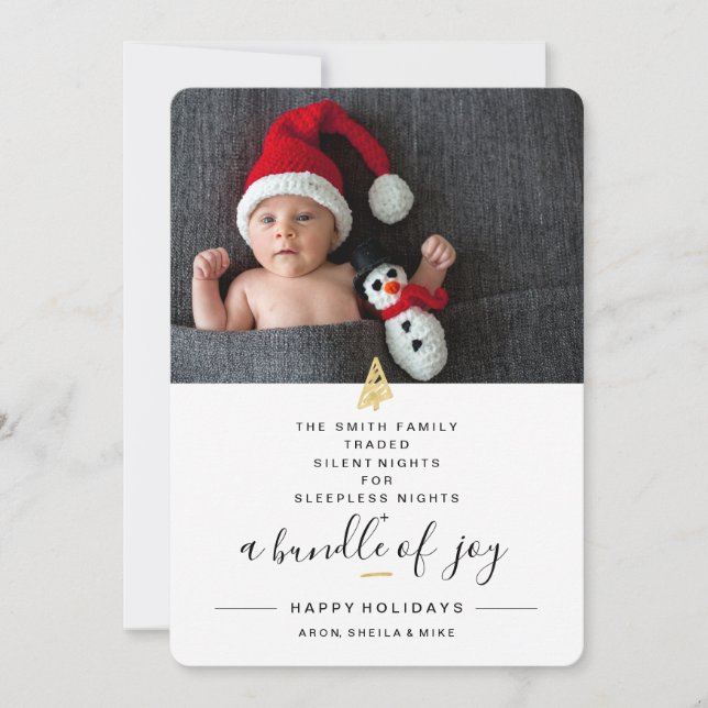 Traded Silent Nights Holiday Birth Announcement (Front)