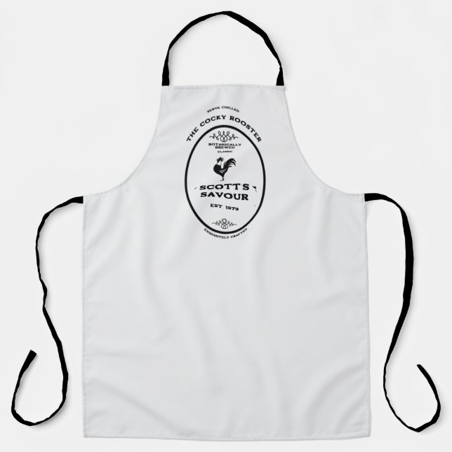 Trademark, the cocky rooster, customizable apron (Front)