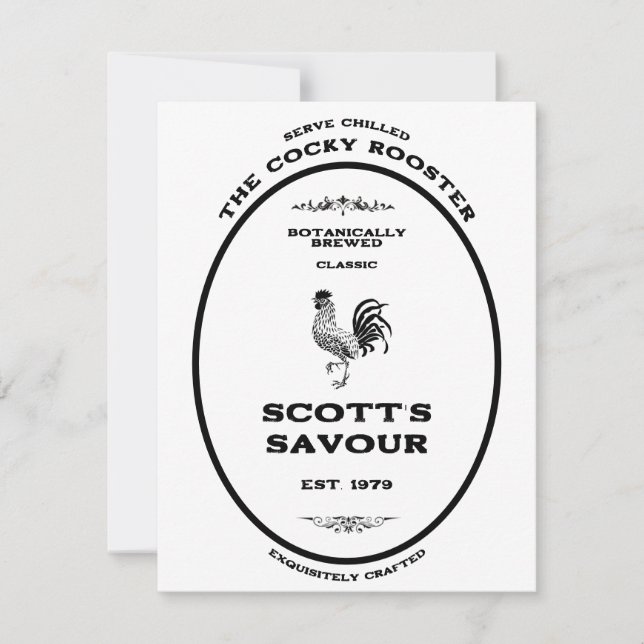 Trademark, the cocky rooster, customizable card (Front)