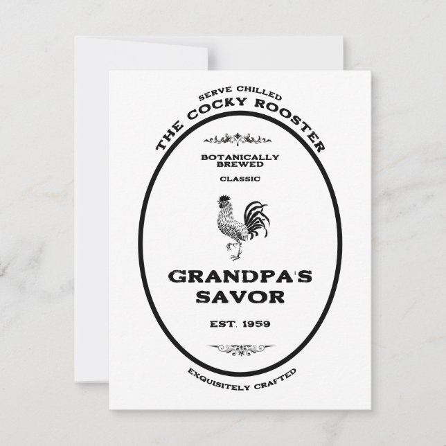 Trademark, the cocky rooster, customizable card (Front)