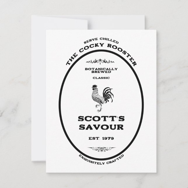 Trademark, the cocky rooster, customizable card (Front)