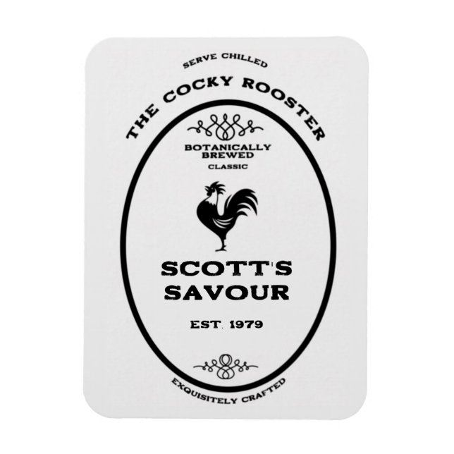Trademark, the cocky rooster, customizable magnet (Vertical)