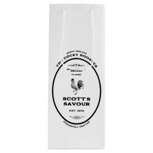 Trademark, the cocky rooster, customizable wine gift bag