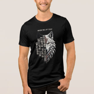 Trader life | Front white wolf | Back black wolf Tri-Blend Shirt