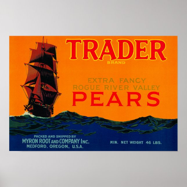 Trader Pear Crate LabelMedford, OR Poster (Front)