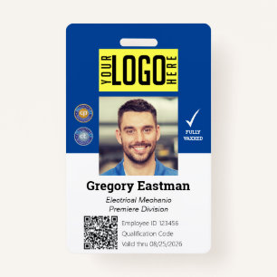 Tradesman Photo ID Vaccine QR Code Blue Badge