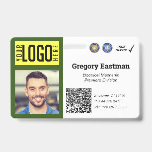 Tradesperson Photo ID Vaccine QR Code Green Badge