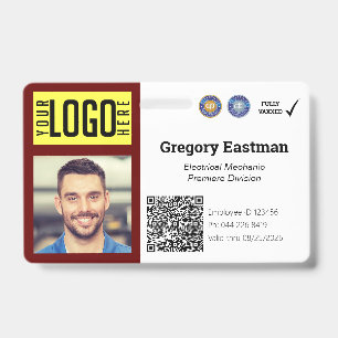 Tradesperson Vaccine QR Code Photo ID Red Badge