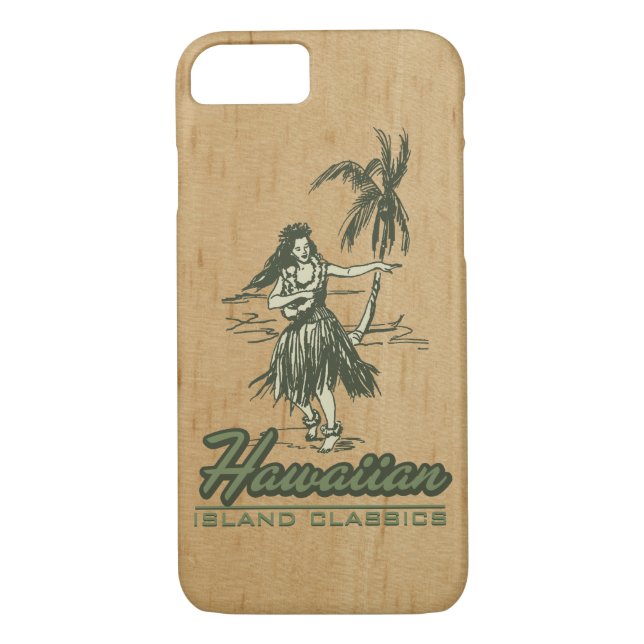 Tradewinds Hawaiian Island Hula Girl Faux Wood Case-Mate iPhone Case (Back)