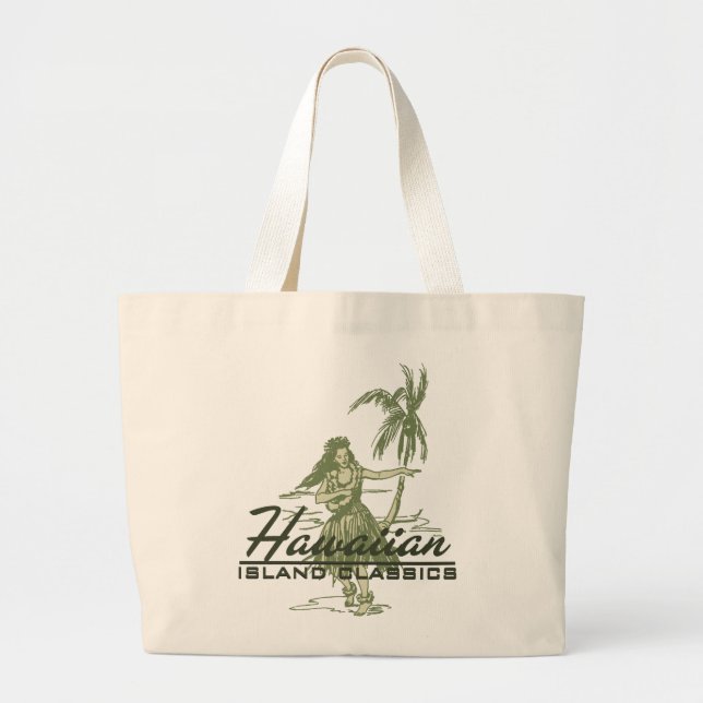 Tradewinds Hawaiian Island Hula Girl Large Tote Bag (Front)