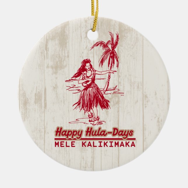 Tradewinds Holiday Hawaiian Hula Girl Ceramic Ornament (Front)