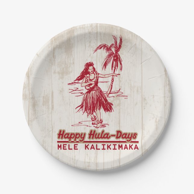 Tradewinds Holiday Hawaiian Hula Girl Paper Plate (Front)