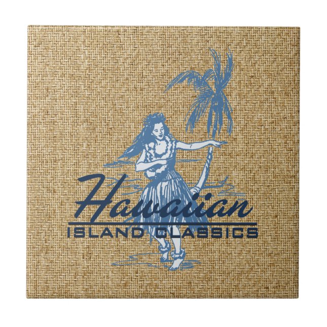 Tradewinds Hula Girl Hawaiian Tile Trivet (Front)