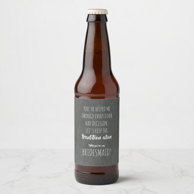 Tradition Alive - Funny Bridesmaid Proposal Beer Bottle Label (Front)