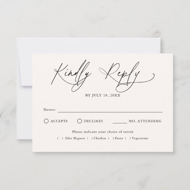 Tradition de script moderne RSVP de mariage (Devant)