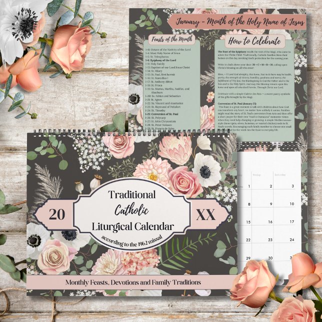 Traditional 1962 Missal Catholic Liturgical  Calendar (Traditional Liturgical Calendar for Catholic families who follow the 1962 Missal. )