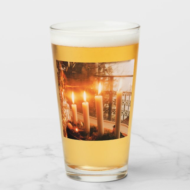 Traditional Advent Wreath with Candles  Glass (Front Filled)