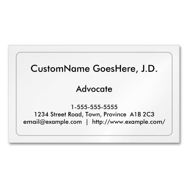 Traditional Advocate Magnetic Business Card (Front)