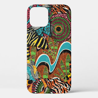 Traditional african fabric and wild animal skins p iPhone 12 case