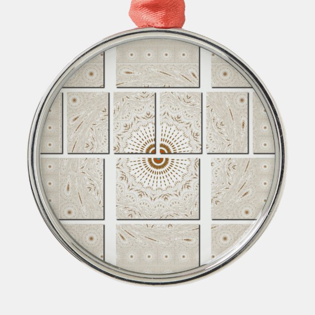 Traditional African Motif Mosaic Art Print. Metal Ornament (Front)