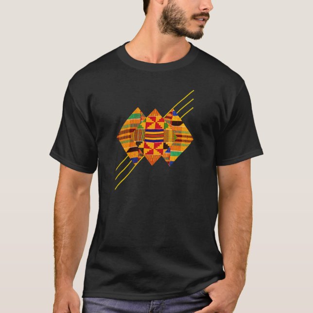 Traditional African Patchwork Dashiki Kente Illust T-Shirt (Front)