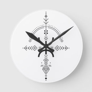 Traditional Amazigh Tattoo Symbol Round Clock