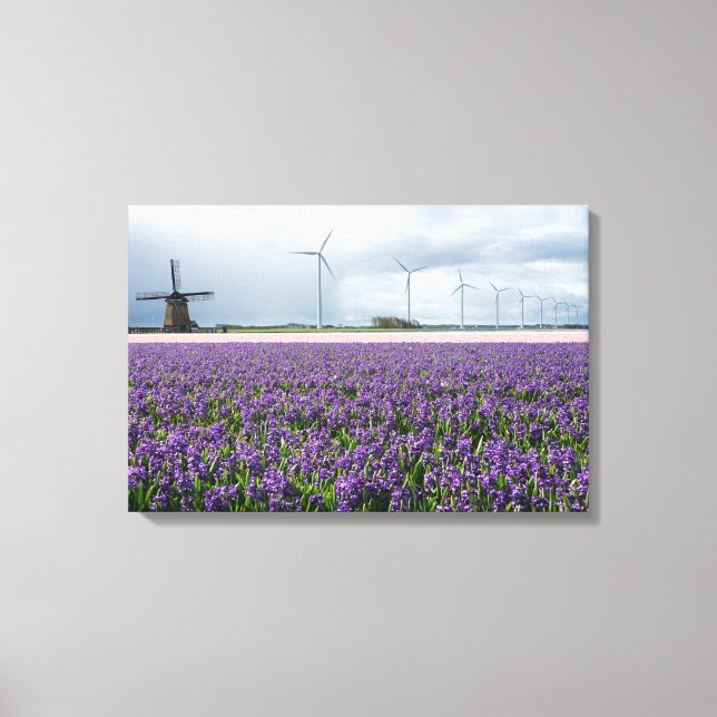 Traditional and modern windmill in Holland canvas (Front)