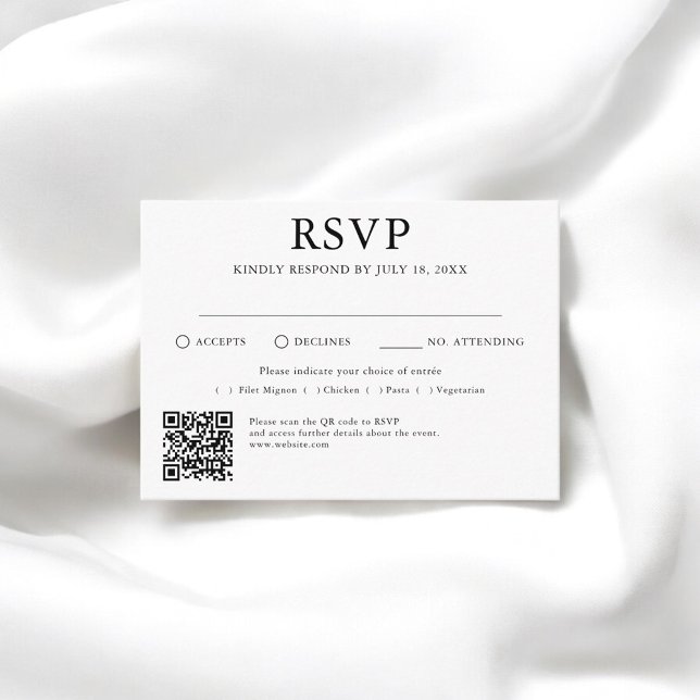 Traditional And QR Code Wedding RSVP Enclosure Car Card (Creator Uploaded)